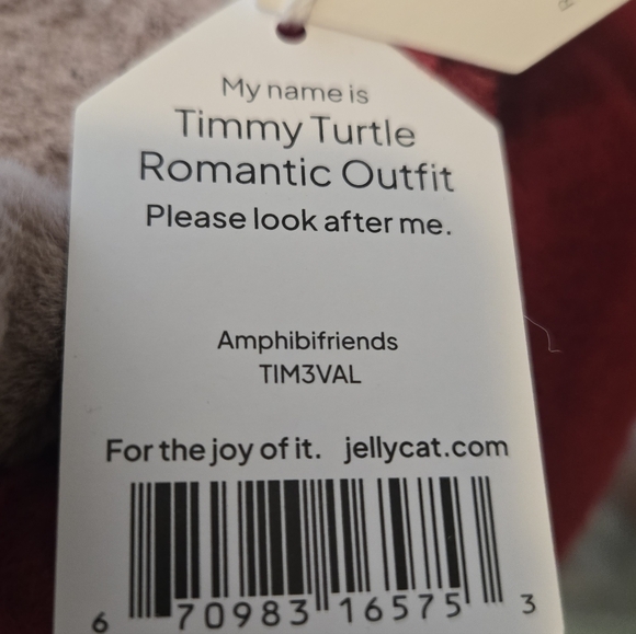 Jellycat Timmy Turtle Romantic Outfit Soft & Plush BNWT Authentic - Picture 5 of 6